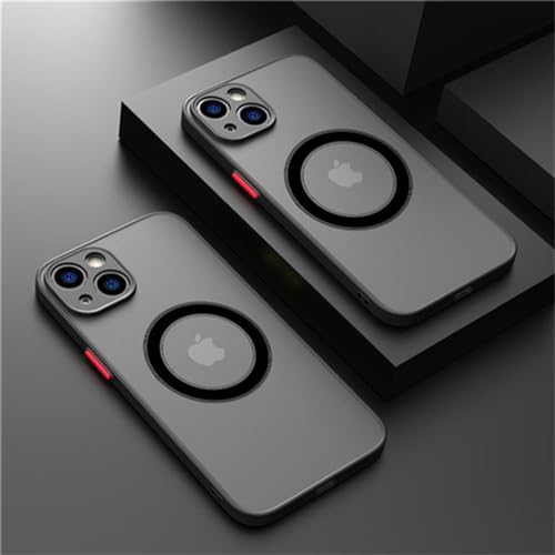 NOBAA Luxuriöse magnetische kabellose Lade-Telefonhülle für iPhone 15 14 13 12 11 Pro Max Mini 14Plus X XS, stoßfeste Panzerabdeckung, Schwarz, für iPhone 15 Pro
