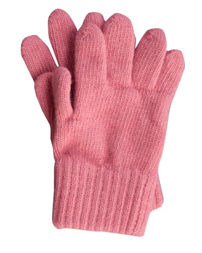 FosterNatur, Merino Kinder Finger Handschuhe/Strickhandschuhe/Wollhandschuhe, 100% Wolle (Merino) (6, Rosa)