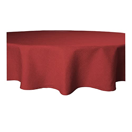 Tischdecke rund Leinenoptik Lotuseffekt Tischwäsche Wasserabweisend Tischtuch Fleckenabweisend Bügelfrei Abwischbar Waschbar Innen und Außen Perleffekt (220 cm, Bordeaux)