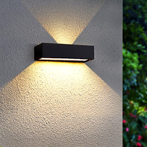 ACMHNC Solar LED Wandleuchte Up & Down Solarlampen für Außen, 4400 mAh Solar Außenwandleuchten mit dämmerungssensor, 18 LED außenleuchte aus Aluminium & Glas,Wasserdicht, für Garten Outdoor