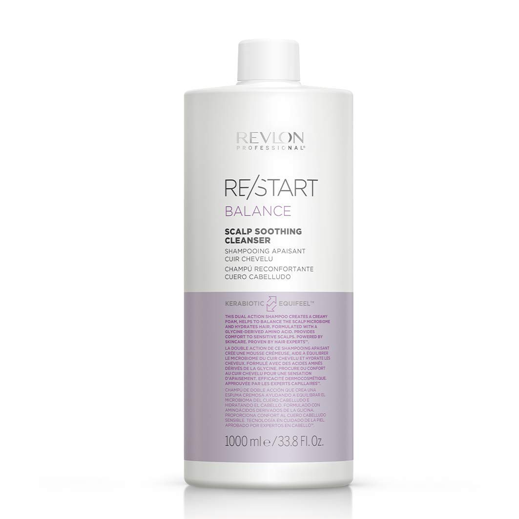 REVLON PROFESSIONAL RE/START Balance Scalp Soothing Cleanser, 1000 ml, kopfhautberuhigendes Shampoo, spendet dem Haar Feuchtigkeit, milder Schaum zur Reinigung & Entspannung empfindlicher Kopfhaut
