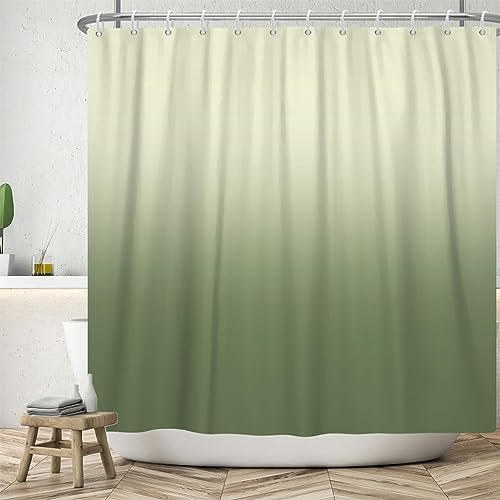 Duschvorhang mit Farbverlauf, grünem Aquarell, Badezimmerstoff, Polyester, wasserdicht, Moderne Duschvorhänge, Baddekoration mit Haken 200x210cm/BxH