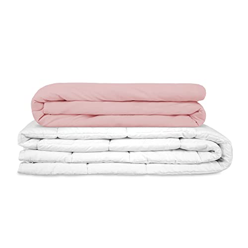 GRAVITY Therapiedecke Gewichtsdecke Incl. Baumwolle SOMMERBEZUG Pink - Schwere Decke für Erwachsene / Jugendliche Für besseren Schlaf,, Größe: 135x200 cm, 12 kg