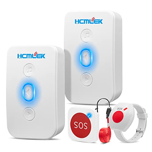 Hcmlek Notrufknopf für Senioren Notruf mit senioren notruf armband, Babyphone für Senioren für Hausnotruf Funktioniert Pflegeruf Alarm Notrufknopf für ältere Patienten und Senioren mit Behinderung A05