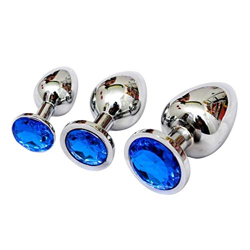 LABIUO Berg Anal-Analkupplung für Erwachsene, Metall, silberfarben, mit Kristallen, blau, One size