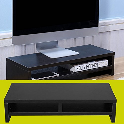 Monitor-Ständer aus Holz, 2 Ebenen, Tisch-Monitorständer, Ständer für LCD-Fernseher, Laptop, Computerbildschirm, Schreibtisch mit Ablagefläche (B x T x H): 500 x 200 x 117 mm