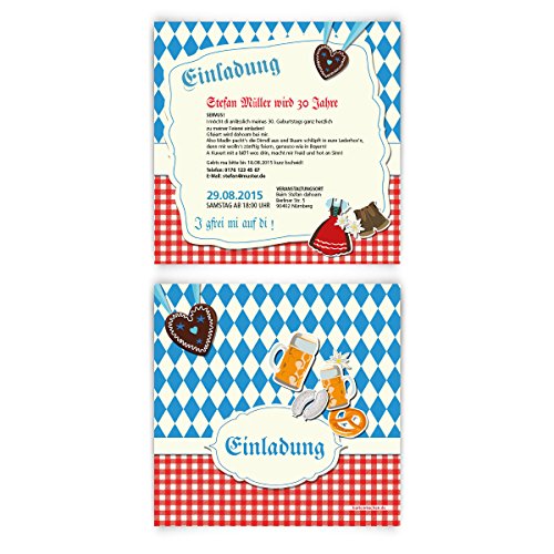 Einladungskarten zum Geburtstag (20 Stück) bayrisch Oktoberfest Einladung Bayern Karten