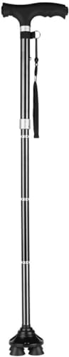 Klappbarer Gehstock/Leichter, tragbarer Krückenstock mit integrierten LED-Leuchten, rutschfest, Unisex, höhenverstellbar von 80–92 cm, praktisch Independence