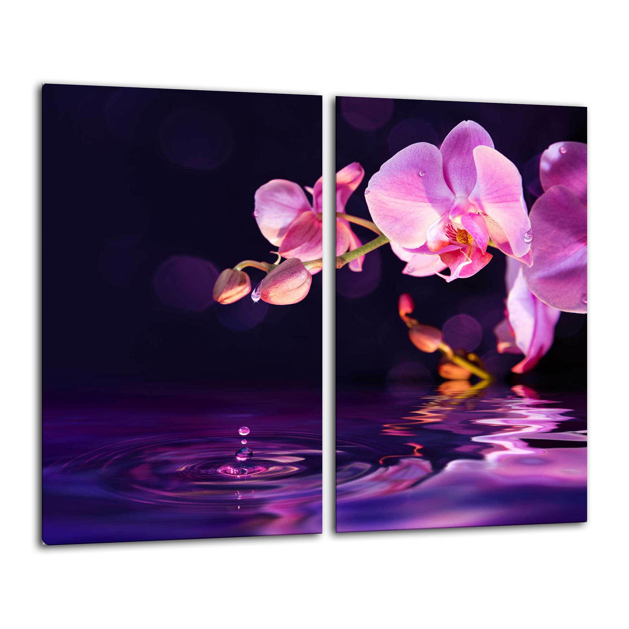Gsmarkt Herdabdeckplatten Schneidebrett Set 2x30x52 Glasbild Orchidee
