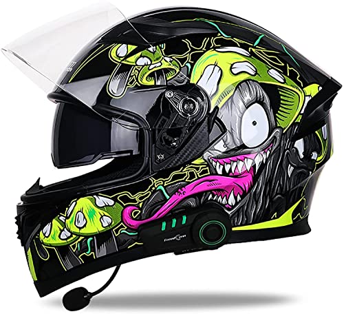 Integralhelm Helm Motorradhelm Mit Bluetooth-Headset und Klapphelm Doppelvisier Full face Motorrad Helm Klapphelm DOT/ECE Genehmigt Rollerhelm für Erwachsene Damen Herren