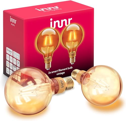 Innr E27 Smart Filament LED Globe Lampe, kompatibel mit Philips Hue*, Alexa, Google (bridge erforderlich), Vintage, 2200K, G95, 2-Pack, RF 261-2