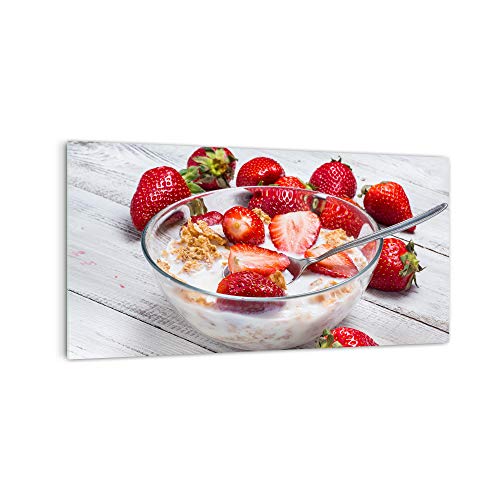 DekoGlas Küchenrückwand 'Erdbeeren im Müsli' in div. Größen, Glas-Rückwand, Wandpaneele, Spritzschutz & Fliesenspiegel