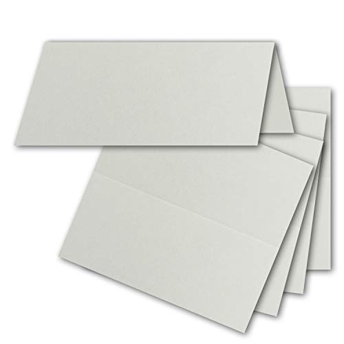 300x Tischkarten in Hell-Grau - 4,5 x 10 cm - 240 g/m² - blanko Doppel-Karten mit stabilem Stand - ideal als Platzkärtchen und Namenskärtchen