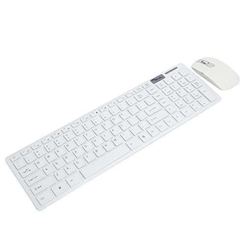 Heayzoki Tastatur-Maus-Kombination, Kabelloses Tastatur-Maus-Set, 10 M Fernverbindung Smart Sleep Fingerboard und Maus-Kombination für IOS/Windows/Android.(Weiß)