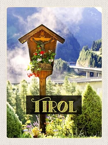 mrdeco Metall Schild 30x40cm gewölbt Tirol Österreich Jesud Christus Natur Deko Blechschild Tin Sign