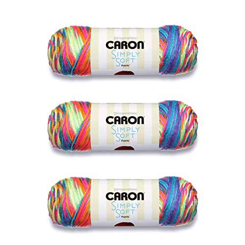 Caron Simply Soft Rainbow Bright Paints Garn, Acryl, 141 g, 4 Medium (Kammgarn), 230 Yard, Stricken/Häkeln, 3 Stück
