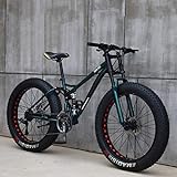 Mountainbike, 26 Zoll (66 cm), MJH-01, Erwachsene, Fat-Tyre-Mountain-Trail-Bike, 24-Gang-Fahrrad, Rahmen aus Karbonstahl, doppelte Vollfederung, doppelte Scheibenbremse, Orange/Cyan