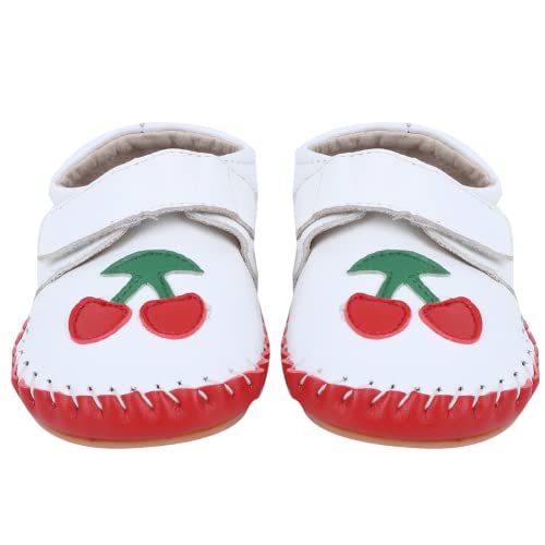 Prewalker, Baby-Grip-Schuhe 5,5 x 2,8 Zoll Klettverschluss-Design Einfach an- und auszuziehen, PU-Leder-Gummi für Kleinkinder von 18 bis 24 Monaten(Weiß, 19)
