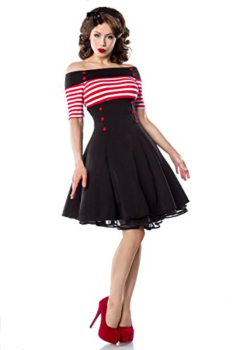 Vintage-Kleid, Größe:L Schwarz/Rot/Weiß