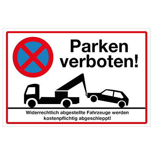 WANDKINGS Hinweisschild - Parken verboten! - stabile Aluminium Verbundplatte - Wähle eine Größe - 40x30 cm