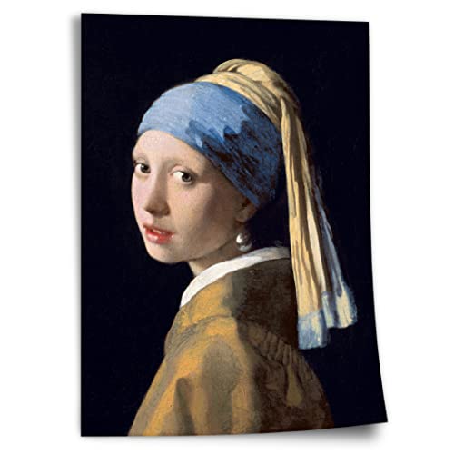 Printistico Poster Jan Vermeer - Mädchen mit dem Perlenohrring (1665) Kunstdruck ohne Rahmen, Wandbild - A4, A3, A2, A1, A0, XXL - Wohnzimmer, Schlafzimmer, Küche, Deko