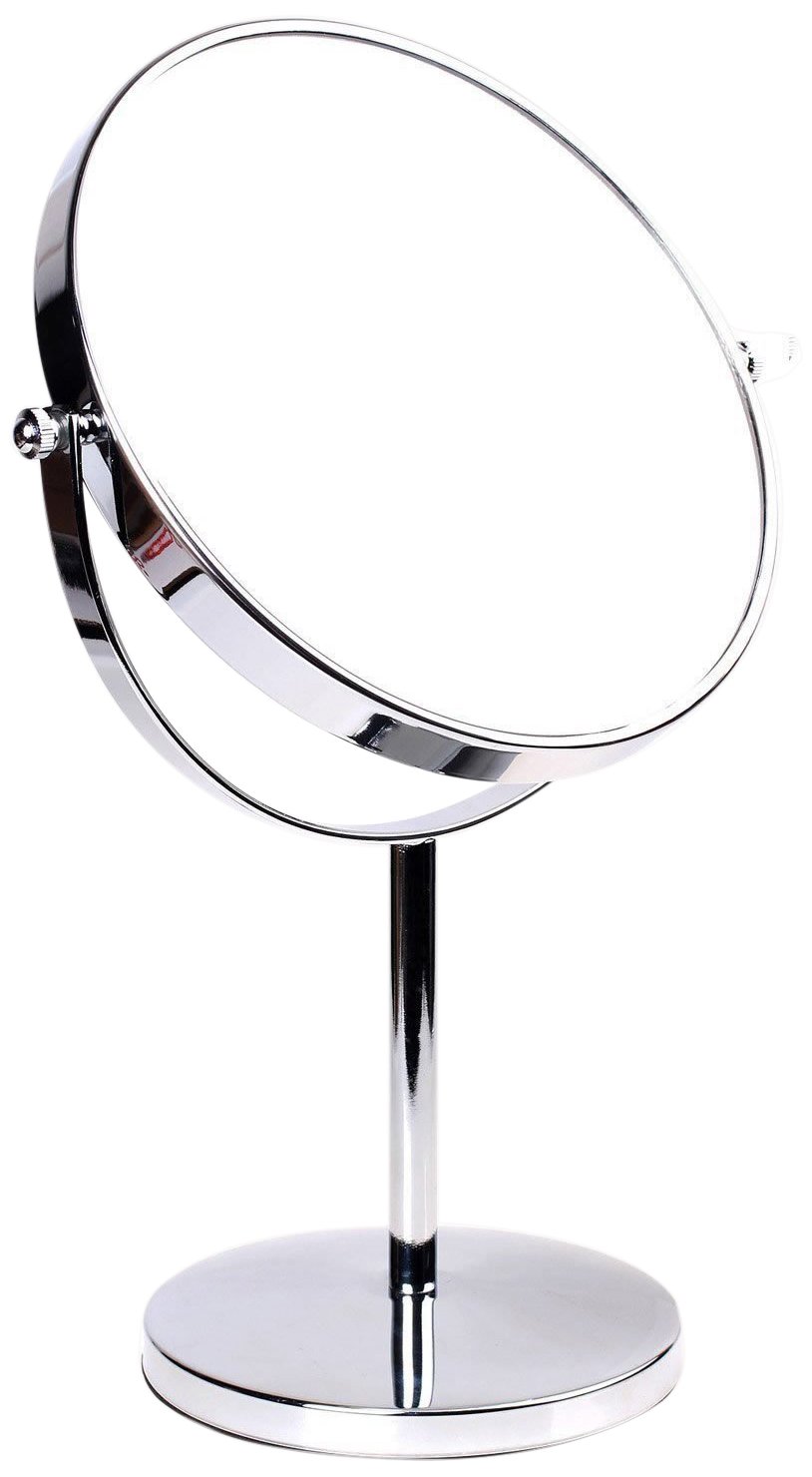 HIMRY Standspiegel 5X Vergrößerung, 8 inch, Kosmetikspiegel 360° drehbar. Verchromten Schminkspiegel Rasierspiegel Badzimmerspiegel, Zweiseitig: Normal+ 5fach Vergrößerung, KXD3108N-5x, Silber, 5-fach