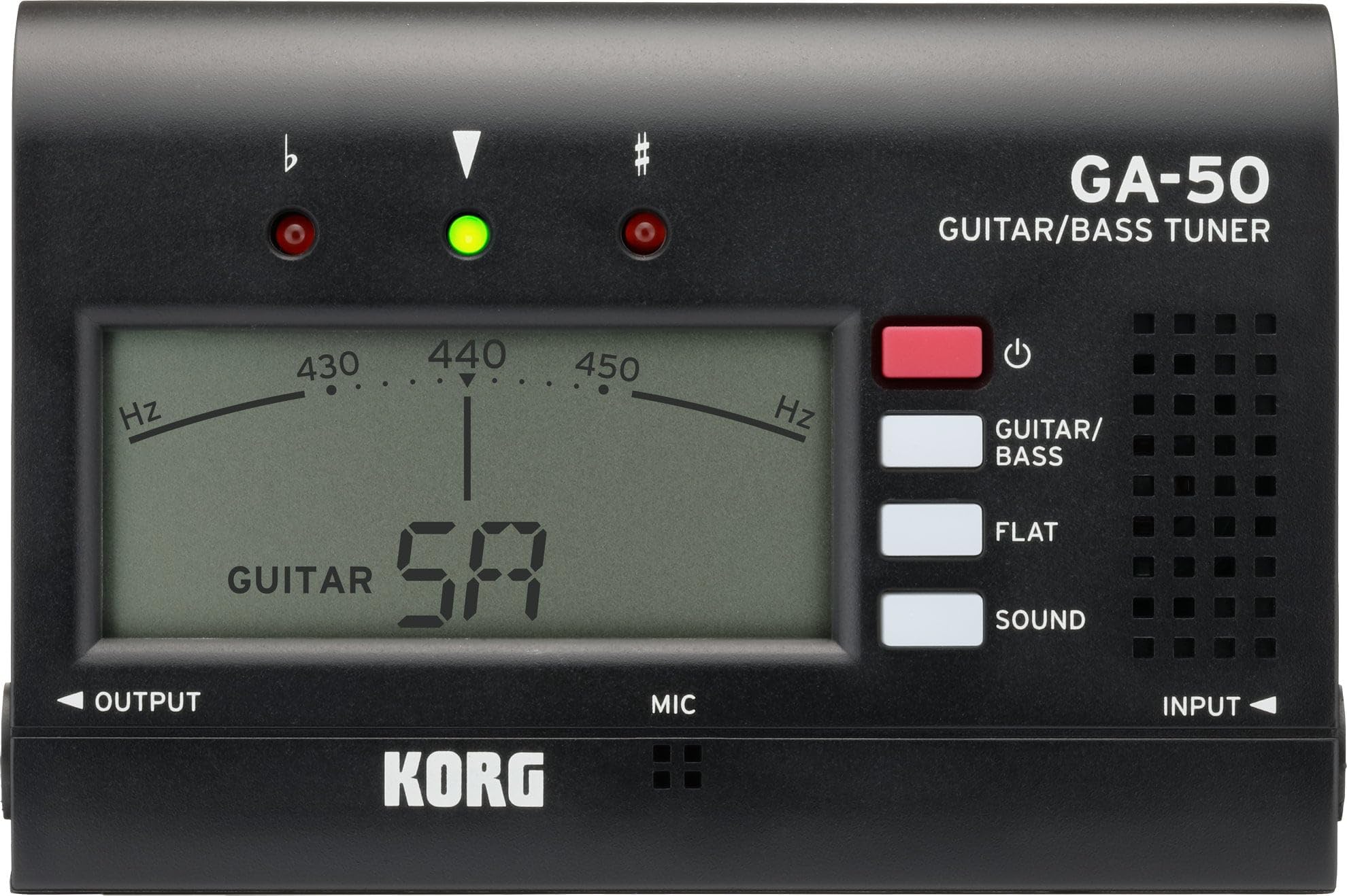 Korg GA-50 Gitarre & Bass Tuner (Stimmgerät speziell für Gitarristen und Bassisten für präzises Stimmen) Schwarz