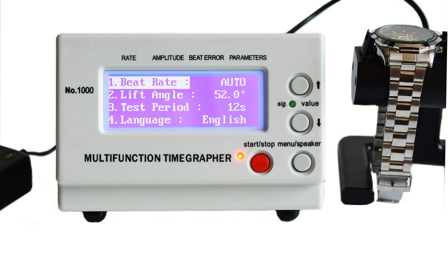 LLF Armbanduhr Timegrapher, Multifunktions-Zahlen, Nummern 1000 (Europa-Stecker)