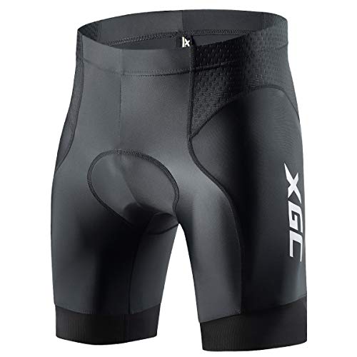 XGC Herren Kurze Radlerhose und Radunterhose Radsportshorts Fahrradhose für Männer elastische atmungsaktive 4D Schwamm Sitzpolster mit Einer hohen Dichte (Black, 2XL)