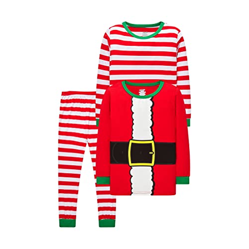 LOLPIP Weihnachten Mädchen Pyjamas Jungen Nachtwäsche 100% Baumwolle Schlafanzug für Kinder Schlafkleidung Langarm 3 Stück Set 6-7 Jahre Weihnachtsmann