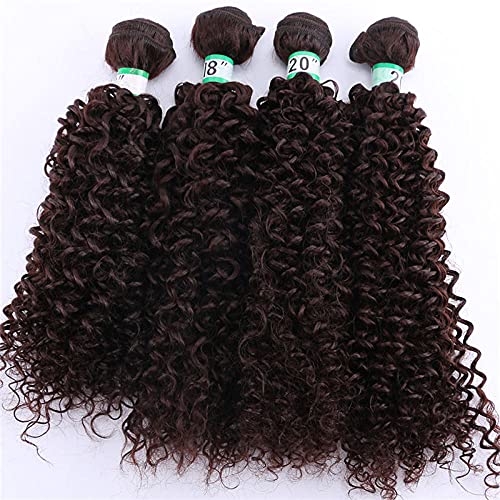 Haarverlängerungen Double Color Afro Kinky Curly Hair Weave Bündelt Hochtemperatur-Synthetische Brasilianische Haarverlängerungen Für Schwarze Frauen-#4_18 18 20 20 Zoll