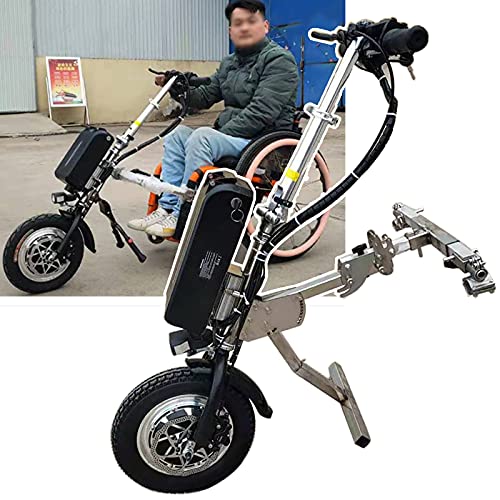 志城 Handbike Front Wheel Drive, Wheelchair Pull Device, Wheelchair Frame Connector, Cruising Range: 70km, 3 Speeds/with Front Light and Shock Absorber System,B