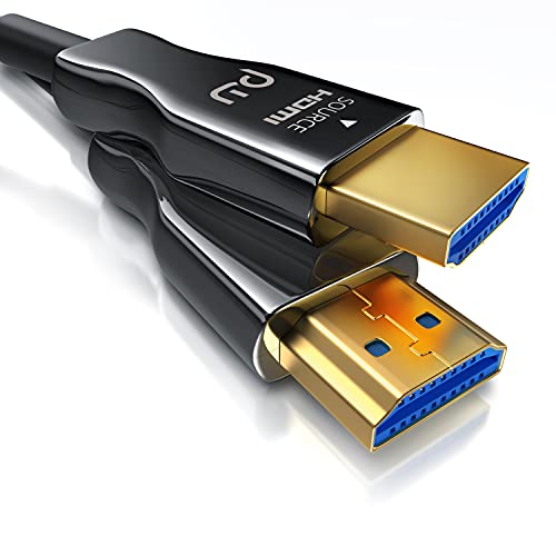 CSL - HDMI Kabel 2.0b Glasfaser 15m – 4k 60Hz mit HDR - 3D - ARC - CEC – HDCP 2.2 - YUV 4 x 4 x 4 - Optisches Kabel High Speed - vergoldete Kontakte – Glasfaserkabel mit Aluminiumstecker – Knickschutz