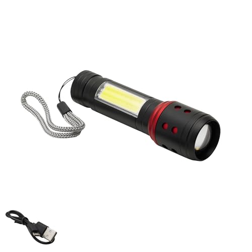 LED-Taschenlampe, wiederaufladbar, mit Zoomfunktion, 5 W, 300 – 150 Lumen