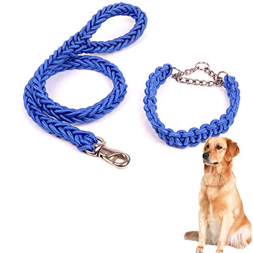 Katzenleine Hundeleine Große Hunde Hundeleine für kleine Hunde Hundeleine bequem Slip Lead für Hunde Anti-Pull-Hundeleine Hund führt stark Blue,l