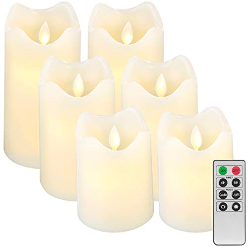 Britesta LED Kerze: 6er-Set dimmbare LED-Echtwachskerzen, bewegliche Flamme, Fernbedienung (LED Kerzen mit Fernbedienung)