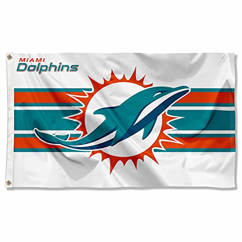 WinCraft Miami Delphins Weiße Flagge für den Innen- und Außenbereich, 90 x 150 cm