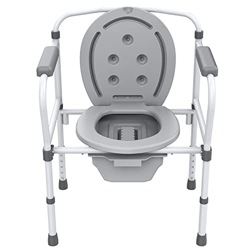 3-in-1-Nachtkommode aus Kohlenstoffstahl, tragbare Toilette, kann als erhöhte Toilettensitzerhöhung verwendet werden, grau
