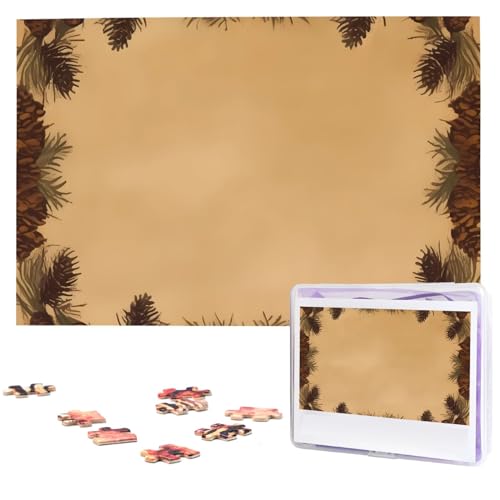 Pine Cone Border Puzzles 1000 Pieces Personalized Jigsaw Puzzles Photos Puzzle for Family Picture Puzzle for Adults Wedding Birthday (29.5" x 19.7")