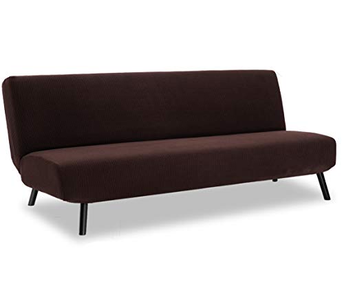 TIANSHU Sofabezug ohne armlehnen 3 sitzer,Spandex Couchbezug ohne armlehne Elastischer Antirutsch Stretchhusse Weich Stoff(Ohne armlehnen,Schokolade)