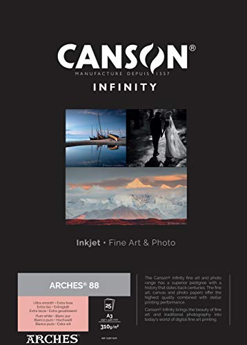 Canson Infinity Arches 88, 100% satiniert, 310 g, Box A3, 25 Stunden, natürliches Weiß