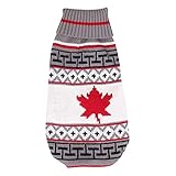Winter Cartoon Dog Clothes Sweater Warm Christmas Pet Sweaters for Small Dogs Pet Clothing Pet Red Maple Leaves Printed Antlers Pullover Sweater Puppy Apparel 6 Sizes Pet Clothes for Small (Grey, M) (