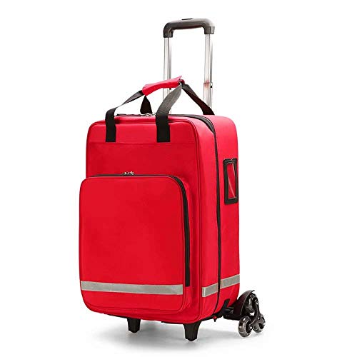 QLIGHA Leerer Erste-Hilfe-Koffer mit Trolley Mehrlagiger Doppelschulter-Erste-Hilfe-Rucksack, Notfalltasche Outdoor Oxford Tuch Abnehmbare Handtasche