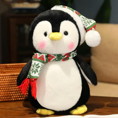 SaruEL Weihnachtsplüsch Party Dekoration Pinguin Schal niedlich Plüsch Puppe kreativ weiches Kissen Geburtstag 25cm 1