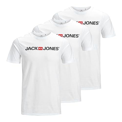 JACK & JONES Herren T-Shirt Custom Tee Regular Fit Crew Neck Logo Print, (Mix2,L)