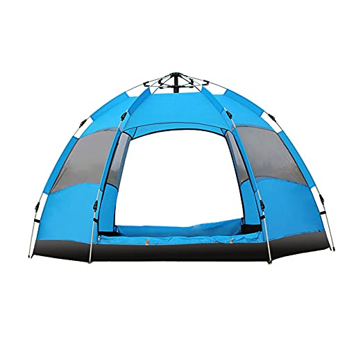 Sechseckiges Zelt, automatisch öffnendes Pop-up-Zelt, Outdoor-Campingzelt, doppellagig, tragbar, leicht, Rucksackzelt, Sonnenschutz, Strandzelt (orange, 3–5 Personen), wunderschöne Landschaft Hopeful