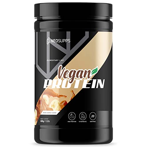 Neosupps - Vegan Protein - Banana Caramel, 600g | Hohe Qualität, einzigartiger Geschmack, für den Muskelaufbau, proteinhaltig, schnell & einfach, Eiweiss, Deutsche Produktion
