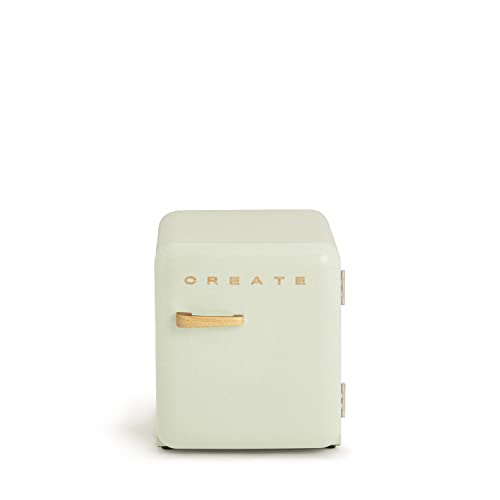 CREATE | RETRO FRIDGE 50 WOOD Design-Kühlschrank, einstellbare Temperaturregelung, austauschbare Regale, Vintage-Ästhetik der 50er Jahre, Energieklasse A+ (grün)