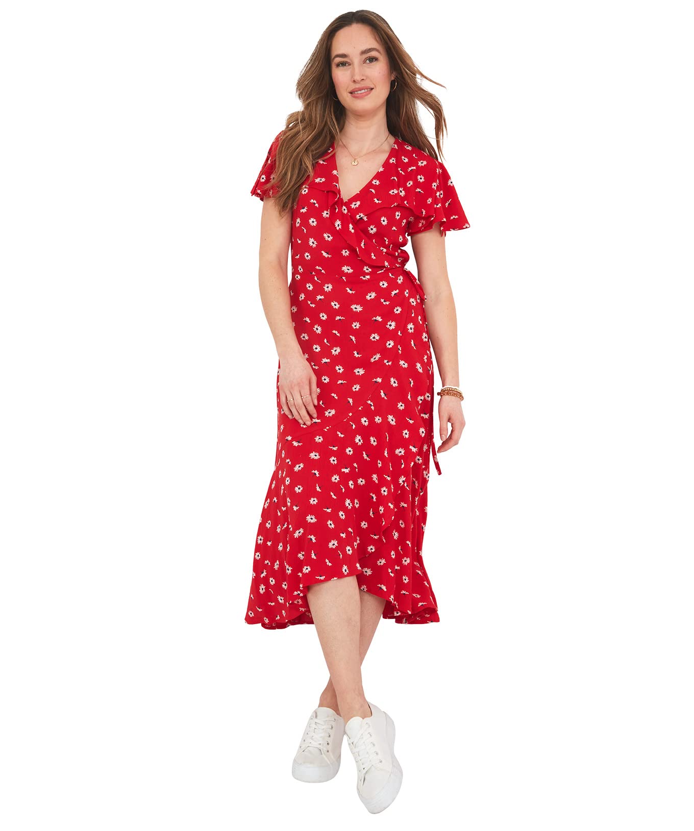 Joe Browns Damen Asymmetrisches Rüschenkleid Lässiges Kleid, rot, 38