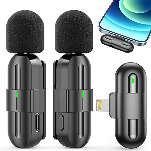 Mikrofon Wireless für iPhone,Tragbare Plug & Play,2er-Pack Mini Lavalier Microphone mit Rauschunterdrückung,Ansteckmikrofon für Live Streaming,YouTube,TikTok,Vlog(2 in 1/iOS,Keine App erforderlich)